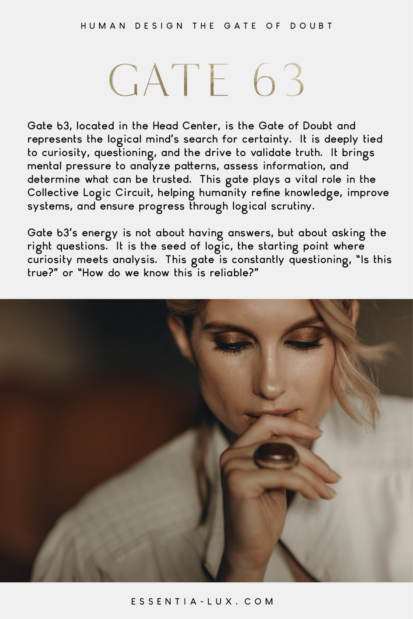 Gate 63 Human Design Gate 63 | Gene Key 63 - Essentia Lux